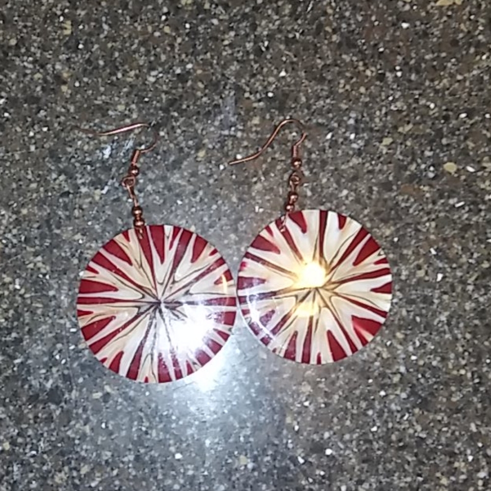 Red marble errings